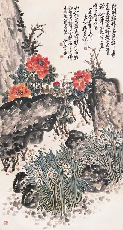 王个簃 花卉 立轴